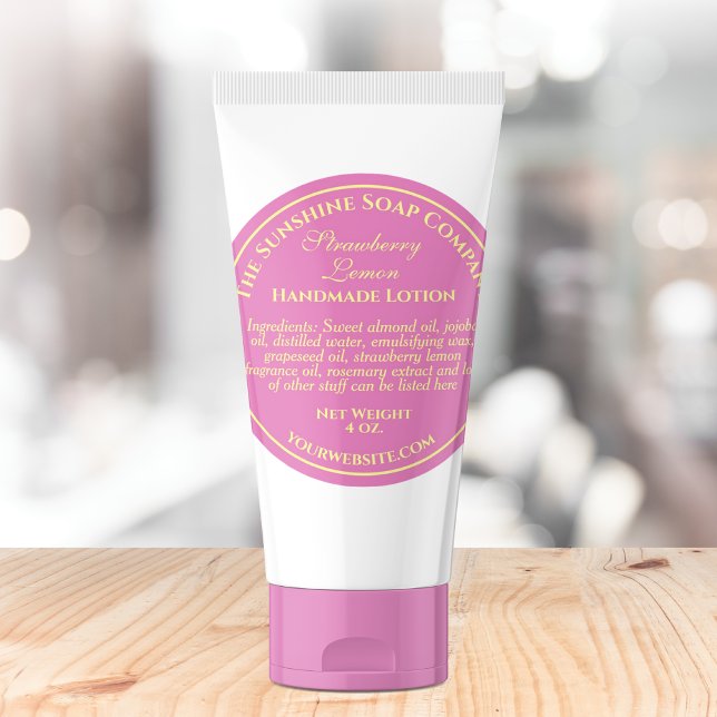 Vintages Rosa mit gelber Textseife Kosmetik Runder Aufkleber (Von Creator hochgeladen)