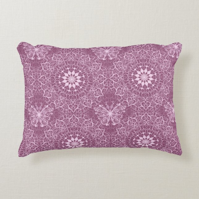 Vintages rosa Muster Zierkissen (Vorderseite)
