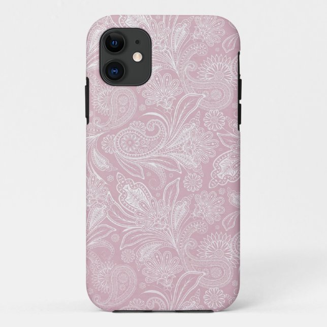 Vintages rosa Paisley Case-Mate iPhone Hülle (Rückseite)
