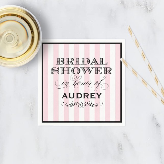 Vintages Rosa Pariser Streifen Brautparty Serviette (Von Creator hochgeladen)