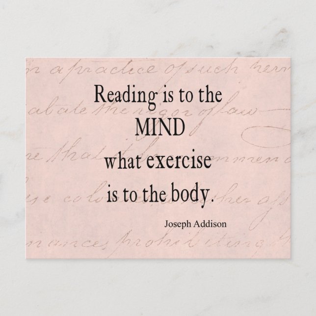Vintages rosa Pergament Papier mit Addison-Zitat Postkarte (Vorderseite)