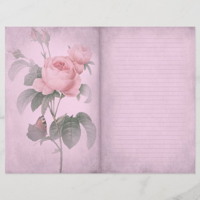 Vintages rosa Rose Journal (Vorderseite)