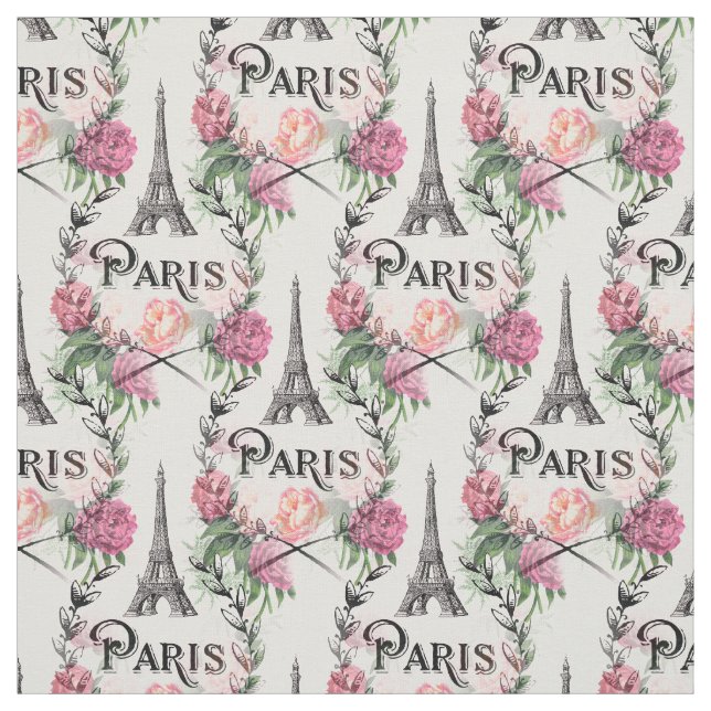 Vintages rosa Rosen-Gewebe Paris Stoff (Muster)