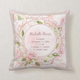 Vintages rosa Rosen-Kinderzimmer Geburts-Notfall Kissen