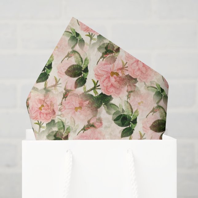 Vintages rosa Rosengeflechtpapier Seidenpapier (Geschenktüte)
