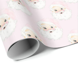 Vintages rosa Santa Wrapping Papier Geschenkpapier