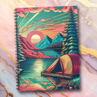 Vintages Rosa und Aquamarines Camping Notizblock