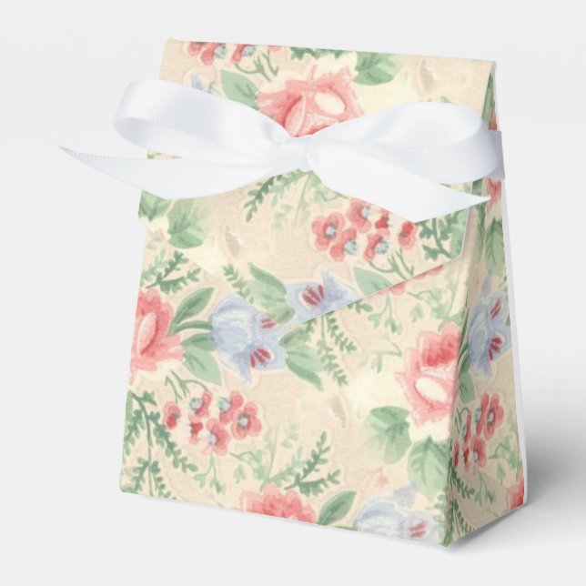 Vintages rosa und blaues Blume-Muster Geschenkschachtel (Vorderseite)