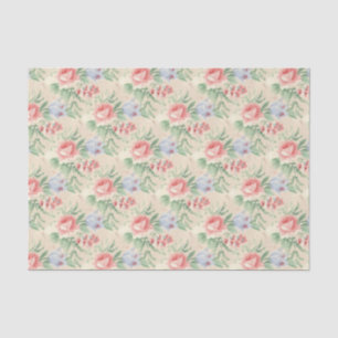 Vintages rosa und blaues Blume-Muster Seidenpapier