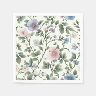Vintages rosa und blaues botanisches Design Serviette