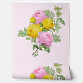 Vintages Rosa und Gelbe Rosen Tapete