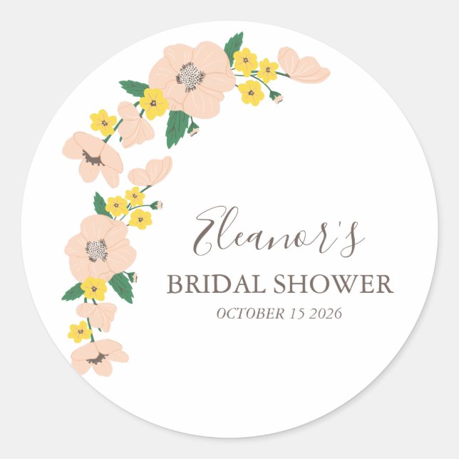 Vintages Rosa und Gelbes Brautparty Runder Aufkleber (Vorderseite)