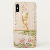 Vintages Rosa und grüne Chinoiserie Blumen