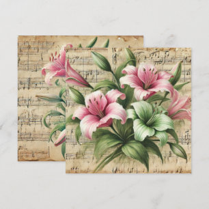 Vintages rosa und grüne Lilien-Scrapbook Einladung