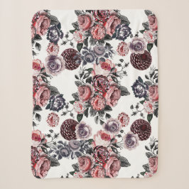 Vintages rosa und Lila Rose Muster Sherpadecke