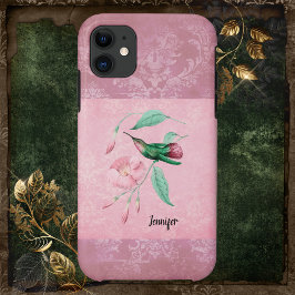 Vintages Rosa und Minze Hummingbird Damask Case-Mate iPhone Hülle
