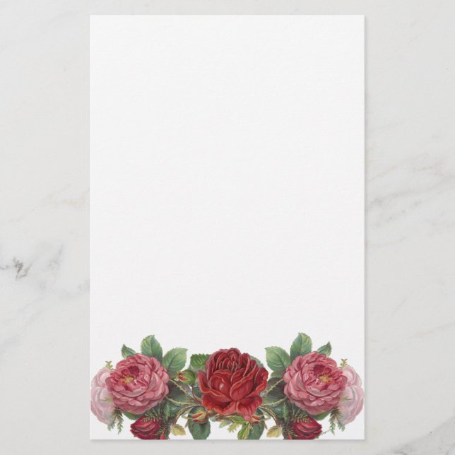 Vintages Rosa und Rote Rosen Papier (Vorderseite)