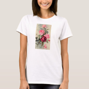 Vintages Rosa und Rote Rosen T-Shirt