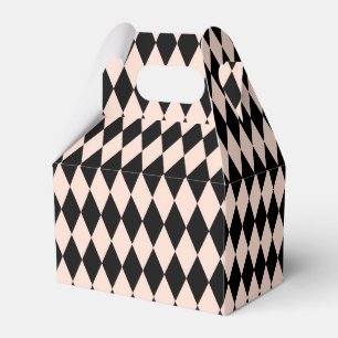 Vintages rosa und schwarzes Harlequin-Muster Geschenkschachtel