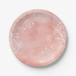 Vintages Rosa und Weiße Spitzen Shabby Chic Pappteller
