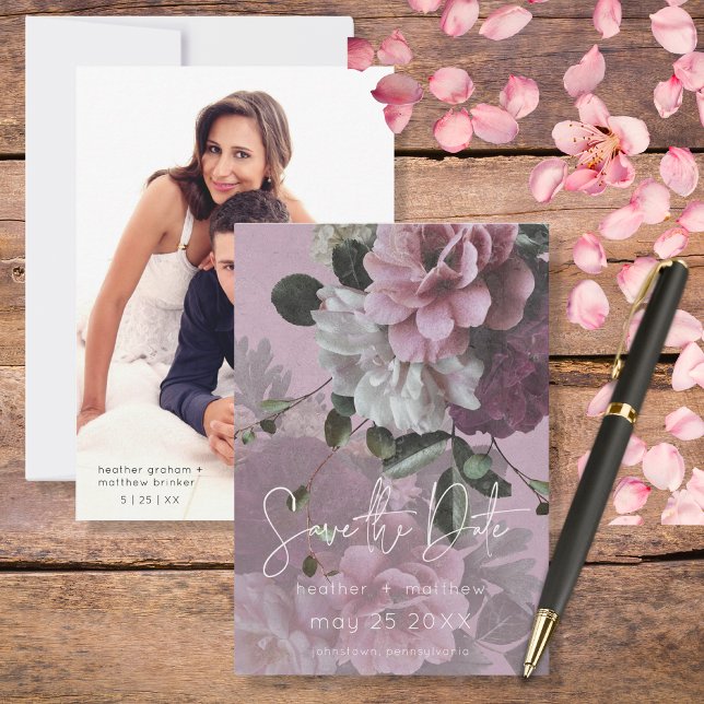 Vintages rosa-weißes Foto Save the Date (Von Creator hochgeladen)