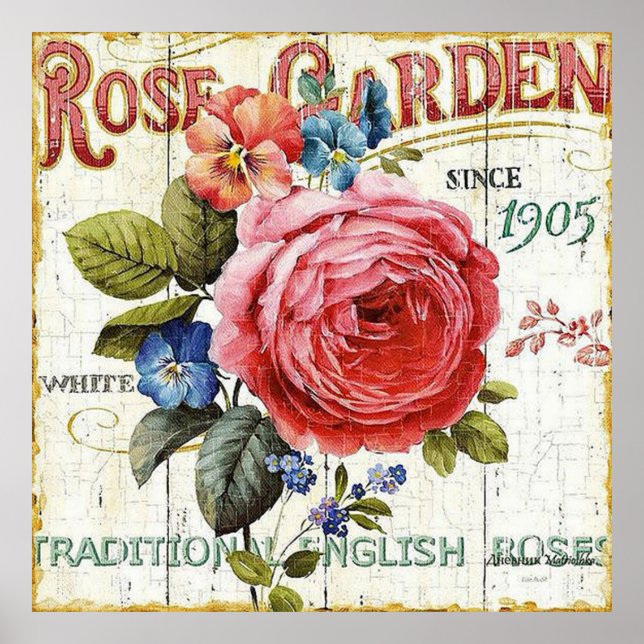 Vintages rosa Zuhause-Bürodekor Poster (Vorne)