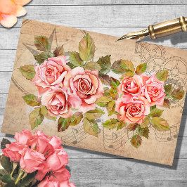 Vintages Rose Bouquet Dekoupage Tissue Paper Seidenpapier