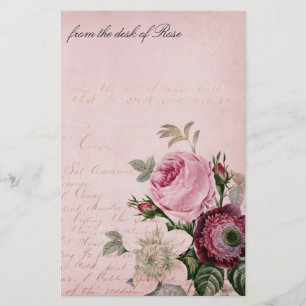 Vintages Rosen-Blumen-Buchstabe-Briefpapier-Papier Briefpapier
