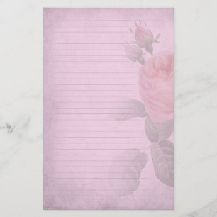 Vintages Rosen-düsteres Rosa gezeichnetes Briefpapier