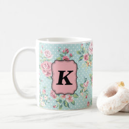Vintages Rosen-Muster mit Monogramm Kaffeetasse