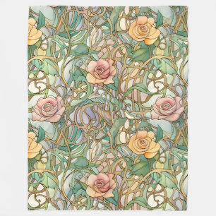 Vintages Rosenmuster im Jugendstil Fleecedecke