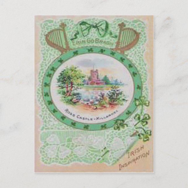 Vintages Ross Castle St Patrick's Day Card Postkarte (Vorderseite)