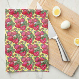 Vintages Rot-Gelb-Erdbeere Fruchtmuster Niedlich Geschirrtuch