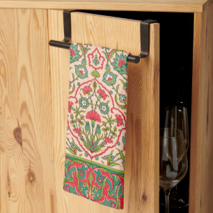 Vintages Rot-Grün-Arabisches Blumenmuster Geschirrtuch