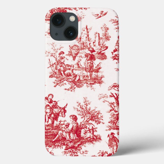 Vintages Rot Toile Case-Mate iPhone Hülle (Rückseite)