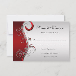 Vintages Rot und Silber Verzierte UAWG RSVP Karte