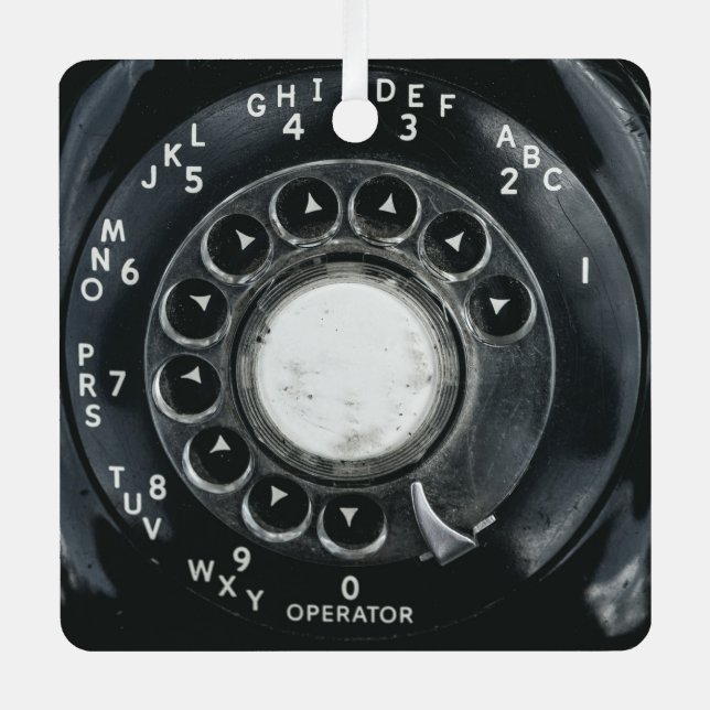 Vintages Rotary Phone Ornament Aus Metall (Vorderseite)
