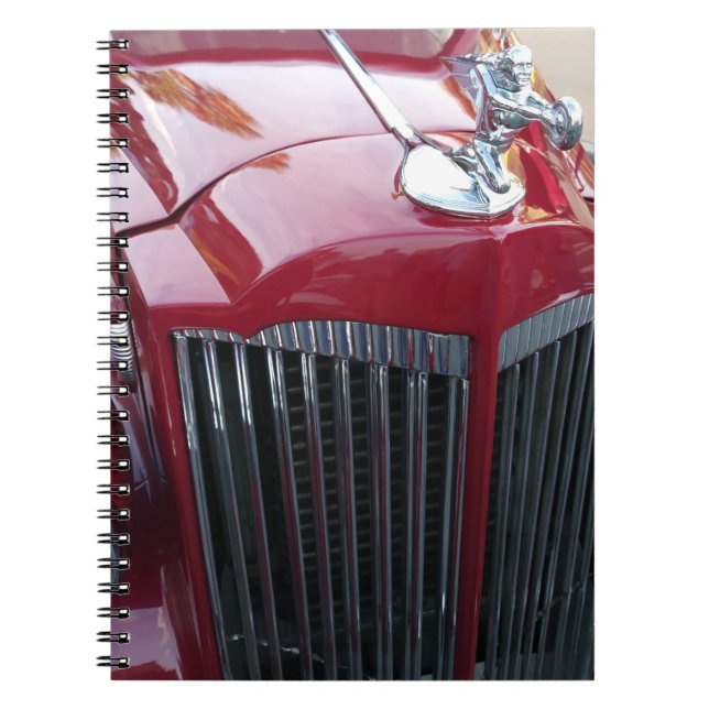 Vintages rotes Auto mit Chromhaube Notizblock (Vorderseite)