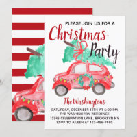 Vintages Rotes Auto Party Weihnachten