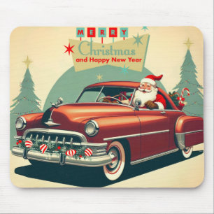 Vintages rotes Auto & Santa Mousepad