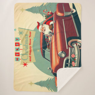 Vintages rotes Auto & Santa Sherpadecke