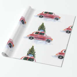 Vintages Rotes Auto | Weihnachtspapier Geschenkpapier
