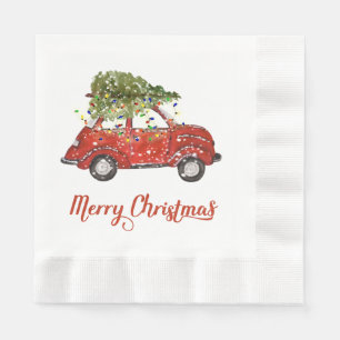 Vintages rotes Auto-Weihnachtspapierservietten Serviette