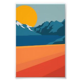 Vintages Rotes & Blaues Gebirge Kunst, Dichtung un Fotodruck