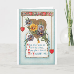 Vintages Rotes Dreieck Herzklopfen und Violetten V Feiertagskarte