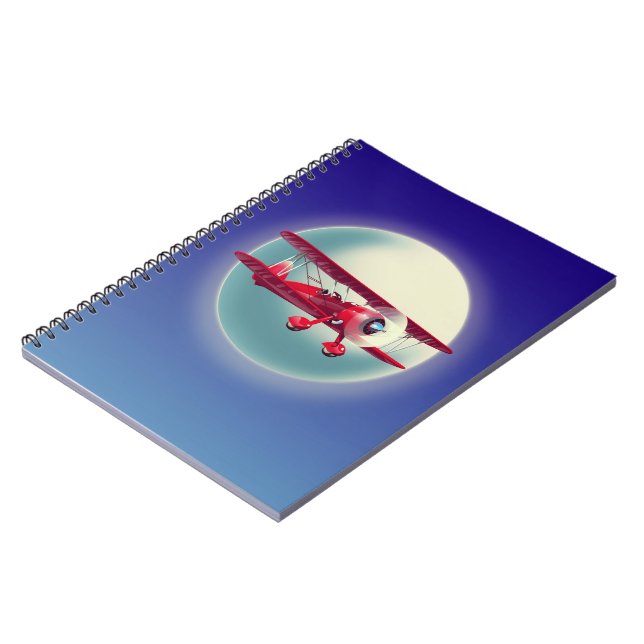 Vintages Rotes Flugzeug Notizblock (Linke Seite)