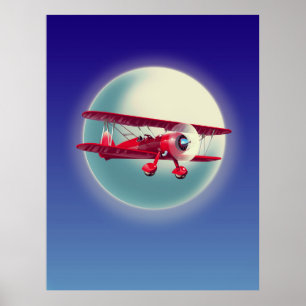 Vintages Rotes Flugzeug Poster
