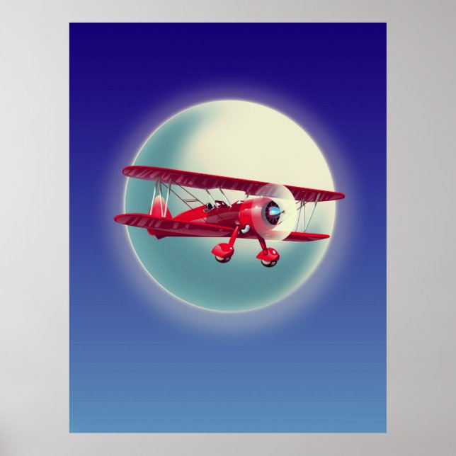Vintages Rotes Flugzeug Poster (Vorne)