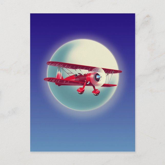 Vintages Rotes Flugzeug Postkarte (Vorderseite)