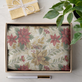 Vintages Rotes Gold Poinsettia Floral Seidenpapier